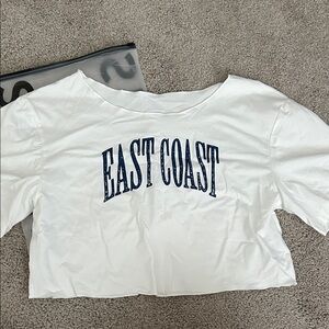 SHEIN White 'East Coast' Crop Top